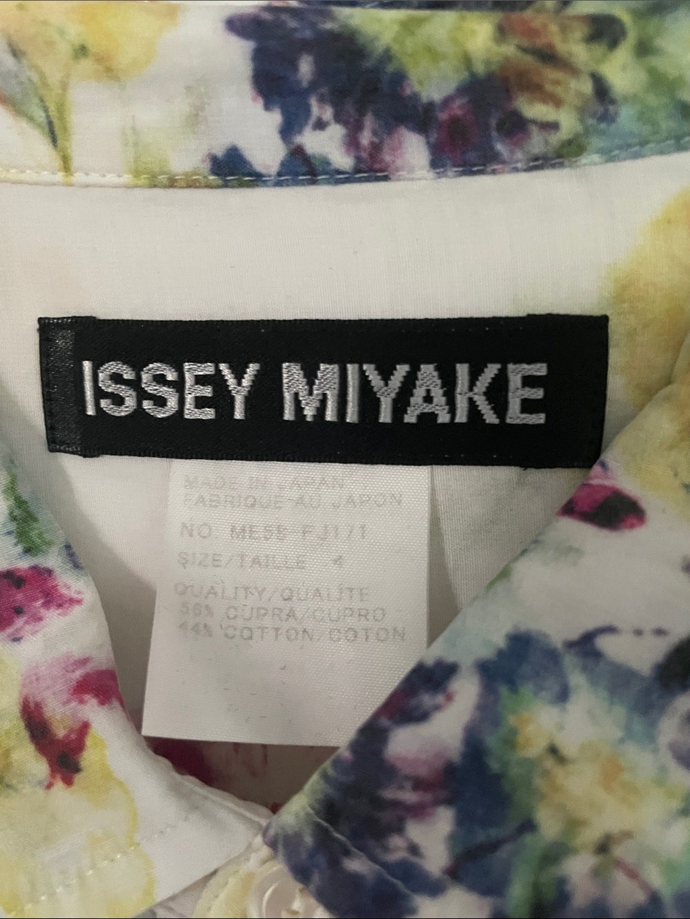 Issey Miyake Men’s White Floral Watercolor Button-Down Shirt